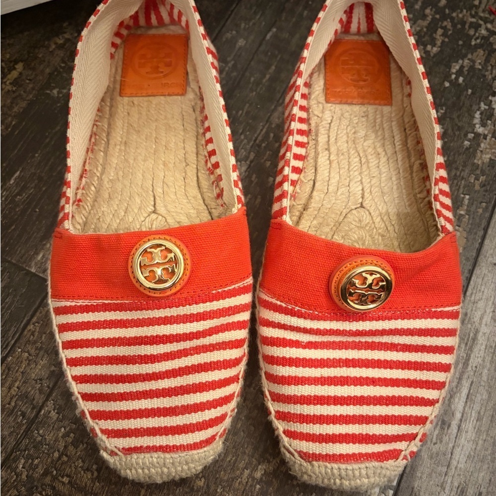 Tory Burch Red and Cream Espadrilles - Picture 2 of 5